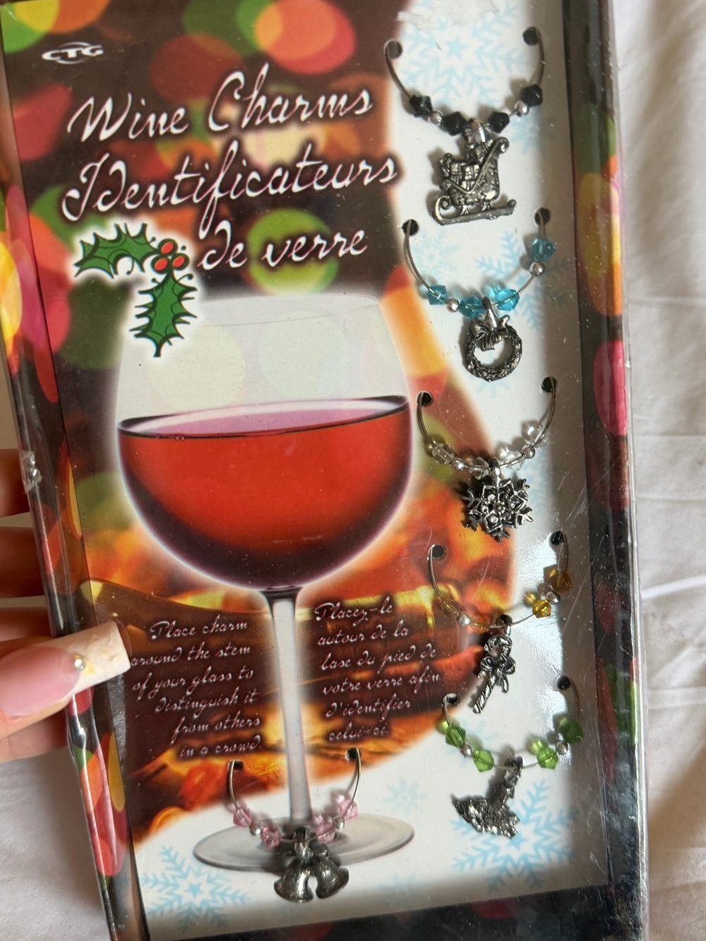 New in Box | Vintage Holiday Wine Glass Charms - 8 Festive Charms